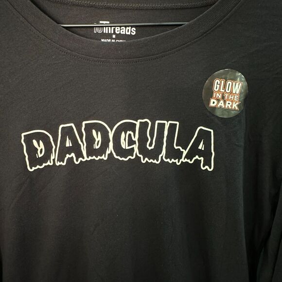 10 Threads Men’s Dadcula Glow‎ in Dark Halloween Long Sleeve Tee Medium - Picture 2 of 6